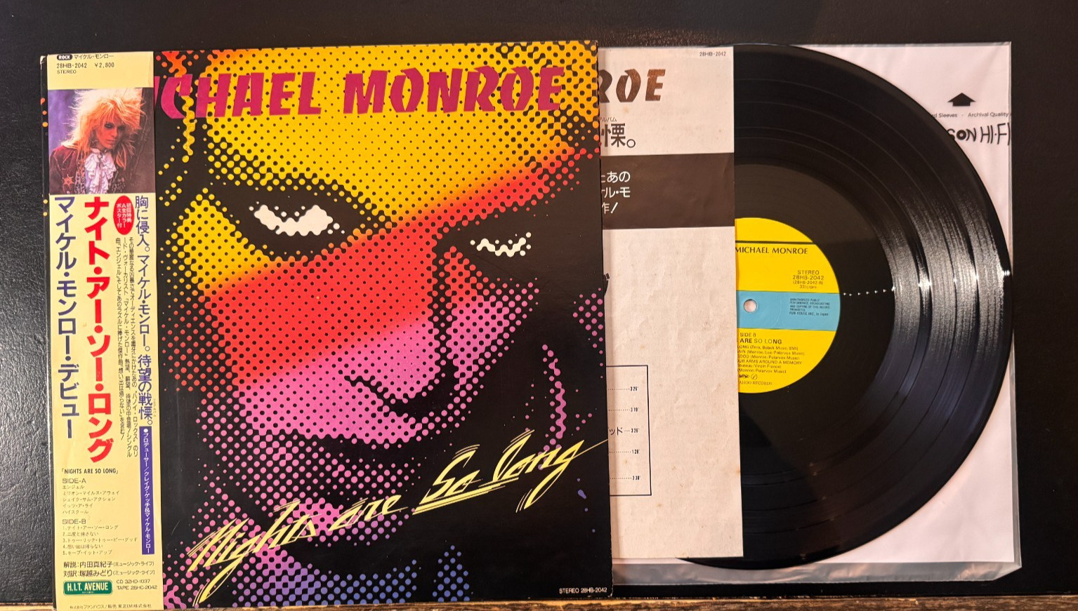 Michael Monroe – Nights Are So Long Vinyl LP - 1987 - 28HB-2042 Japan OBI - VG+