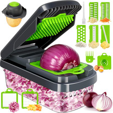Vegetable Chopper 12-in-1 Food Cutter with Container Sharp Blades Dice Slice picture