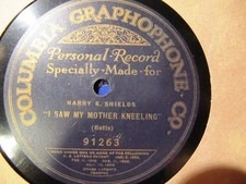 Evangelist HARRY SHIELDS Gospel 1924 COLUMBIA Personal Record He tenderly looked picture
