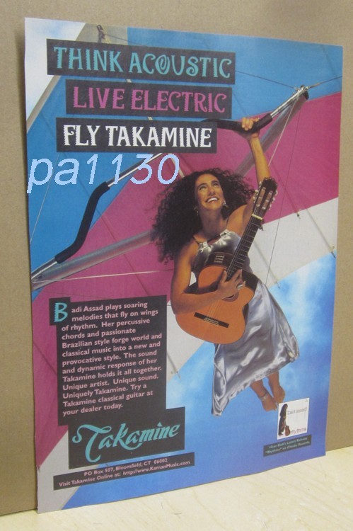 1996 TAKAMINE guitar print ad - features BADI ASSAD \