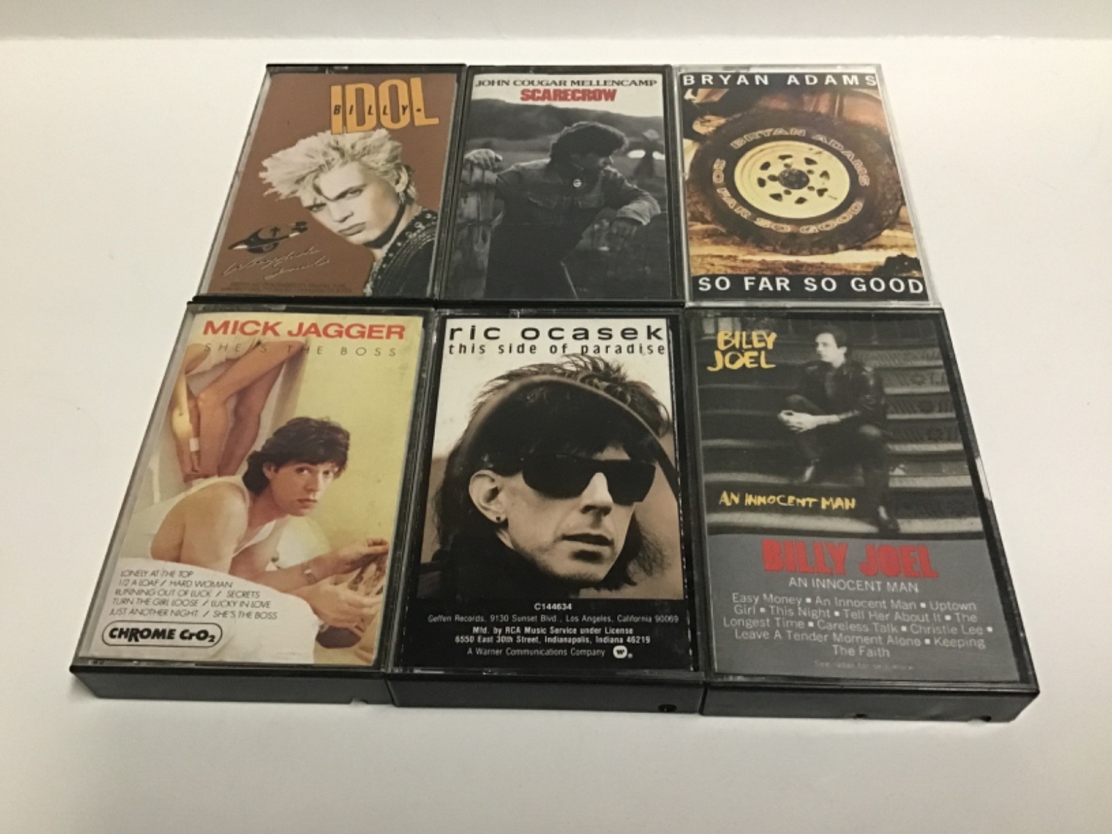 Billy Idol, Bryan Adams, Mick Jagger, Ric Ocasek,Etc. Cassettes 1983-93 Lot of 6