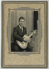 Resonator Guitar Musician 1920 Strings Handsome Young Man Blues Photo J14677 picture