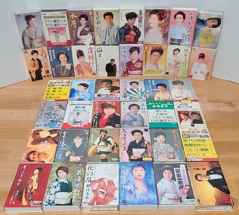 Lot of 40 Japanese Enka Cassette Tapes Karaoke Showa Vintage Music Original