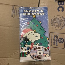 Snoopy Lg Christmas Music CD Tree Ornament VTG 93 CEMA Deco Disc Pop-Out SEALED picture