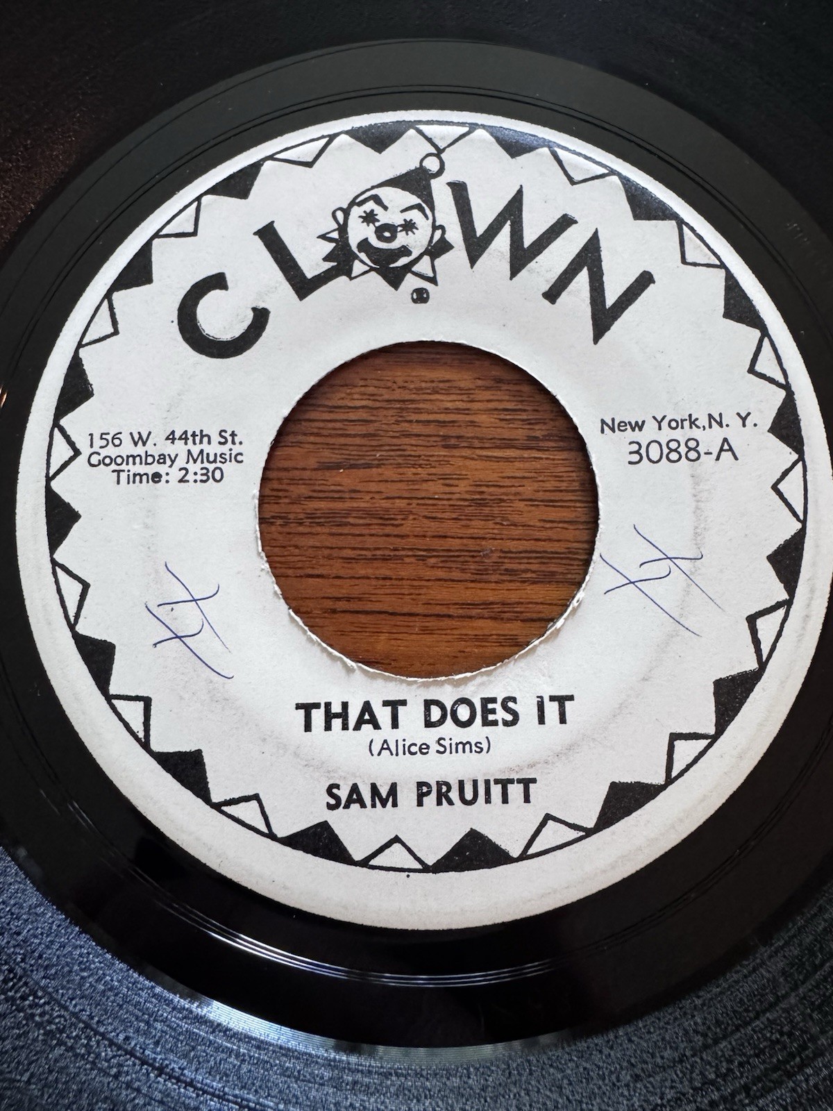 Sam Pruitt 45 Clown 7” Funk Soul Rare Private Northern VG+ Vinyl Get To Phoenix