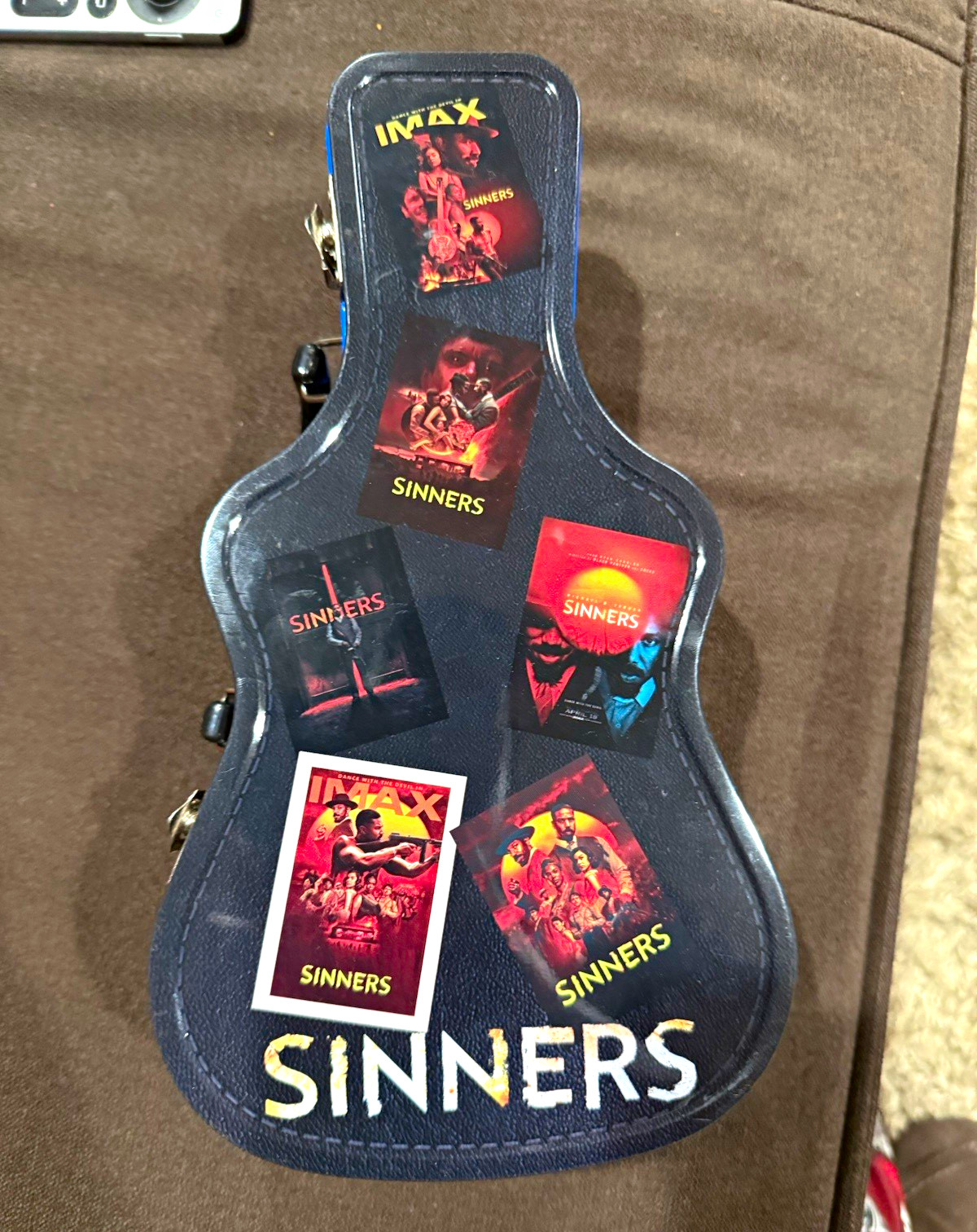 IMAX Sinners Collectible Metal Guitar Tin Carry Case w/ Handle & Latches NEW