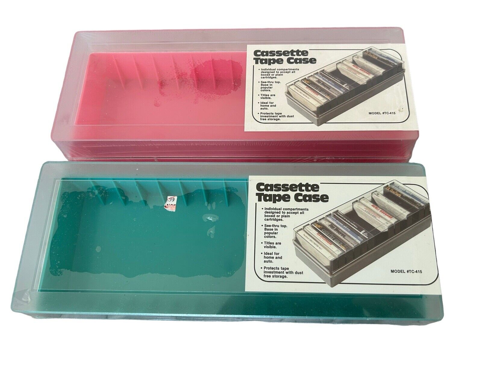 Vintage 1980s 90s Plastic Audio Cassette Holder Storage Case Holds 15 Tapes NOS