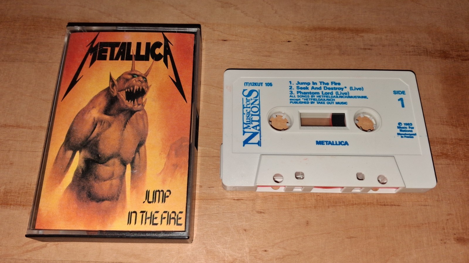 METALLICA JUMP IN THE FIRE VTG CASSETTE TAPE MUSIC FOR NATIONS RARE HTF (1983)🔥