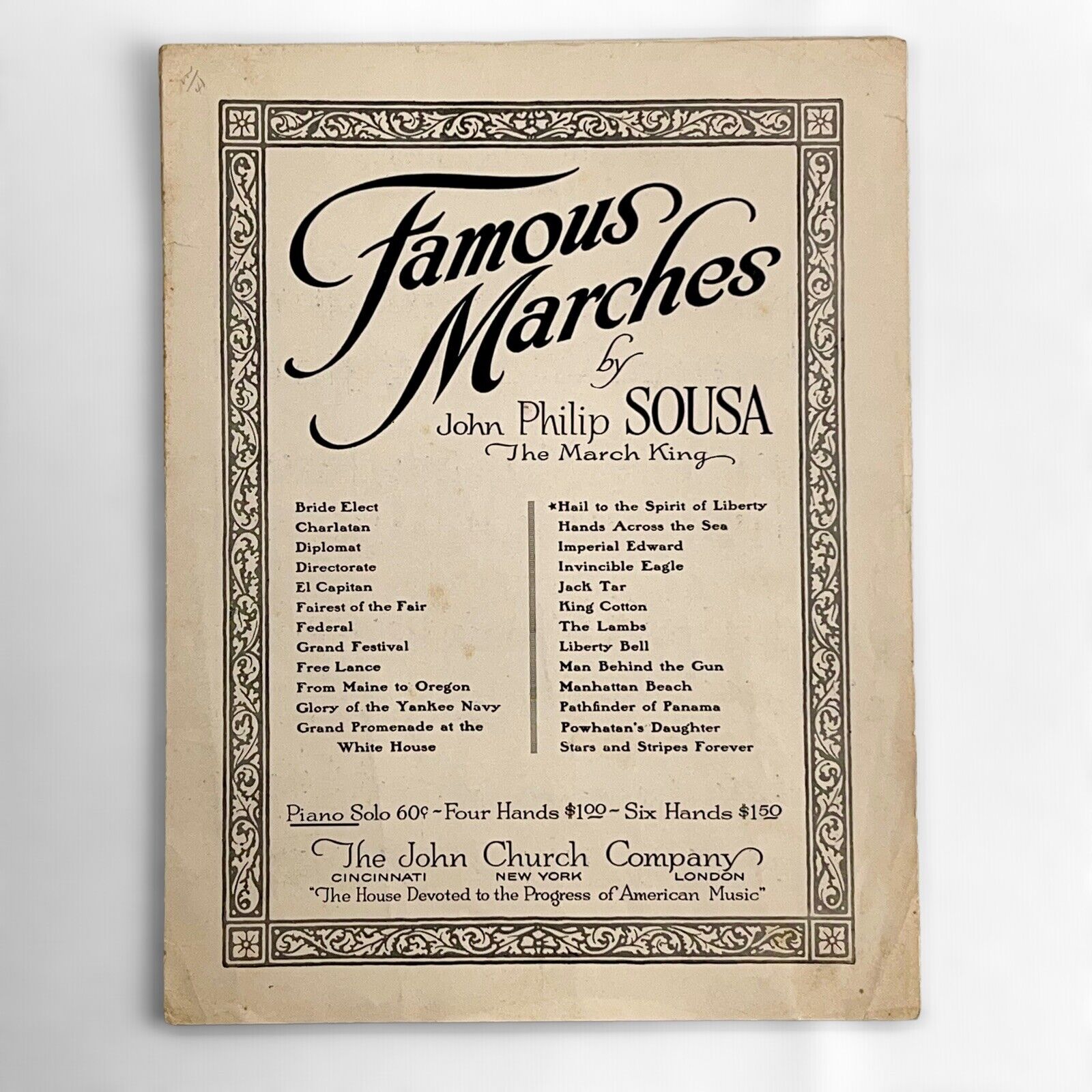 Vintage 1893 Sheet Music Famous Marches by John Philip Sousa -\