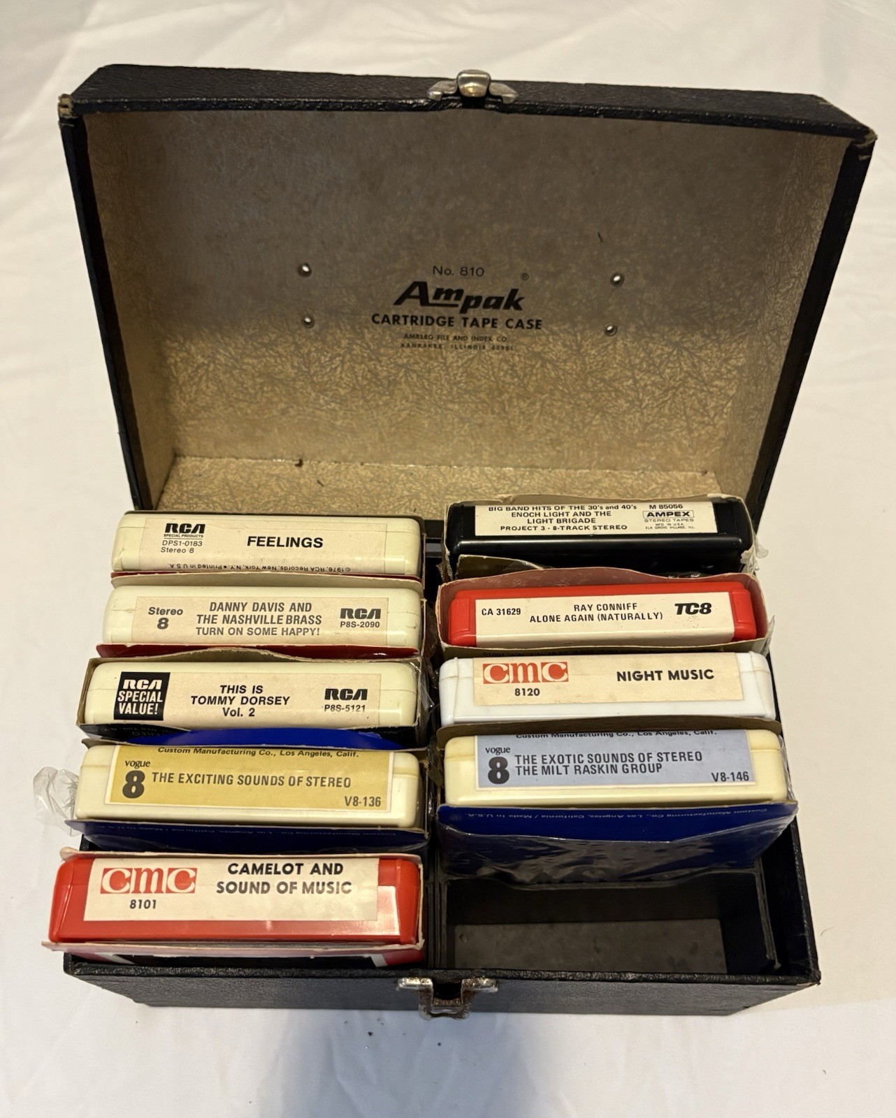 Lot Of 9 Stereo 8-tracks With Carry Case Untested