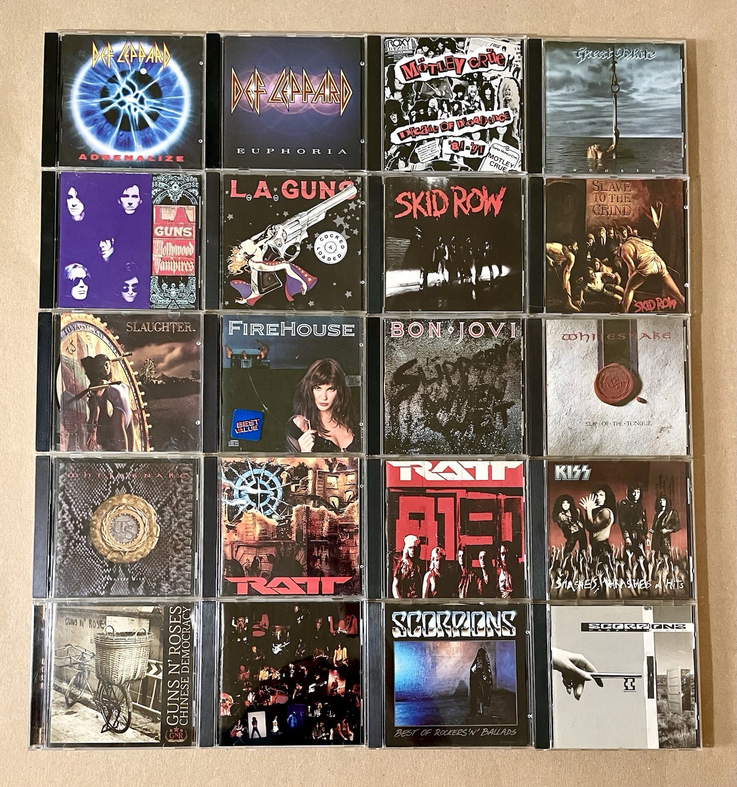Mixed Hard Rock/Glam Metal 20 CD LOT Def Leppard, KISS, Skid Row, Ratt, LA Guns