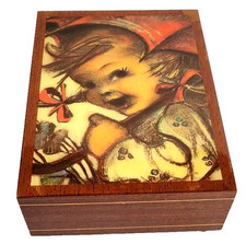 Vintage Superstar Musical Jewelry Trinket Box Wood Swiss Movement W Germany VG picture