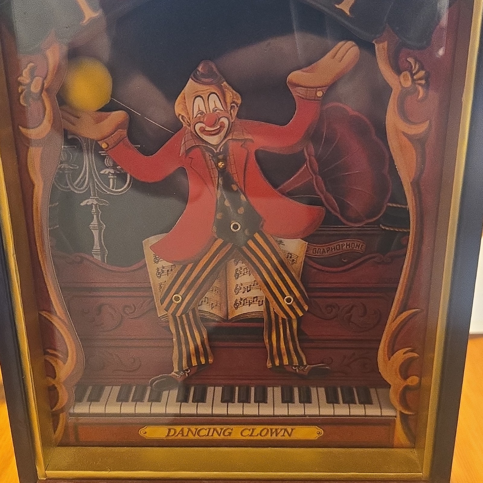 Vintage Dancing Clown Wind Up Music Box 