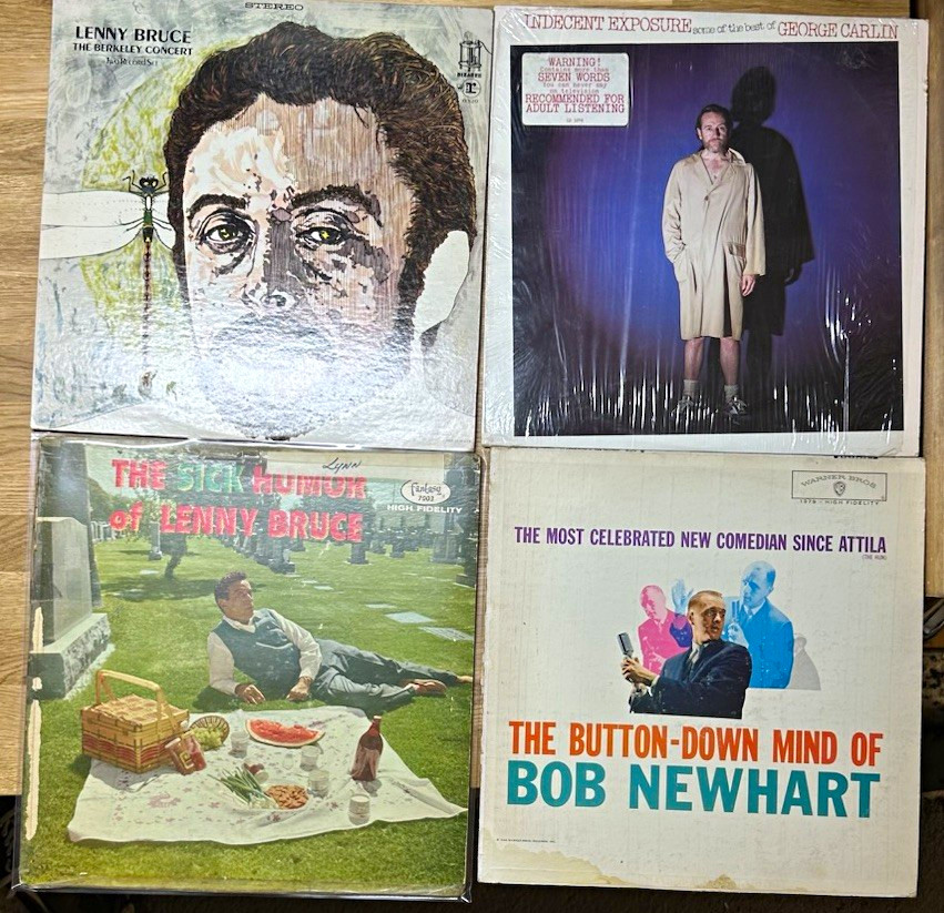 Tom Lehrer George Carlin Lenny Bruce Comedy Vinyl LP Lot 11 Records + Poster