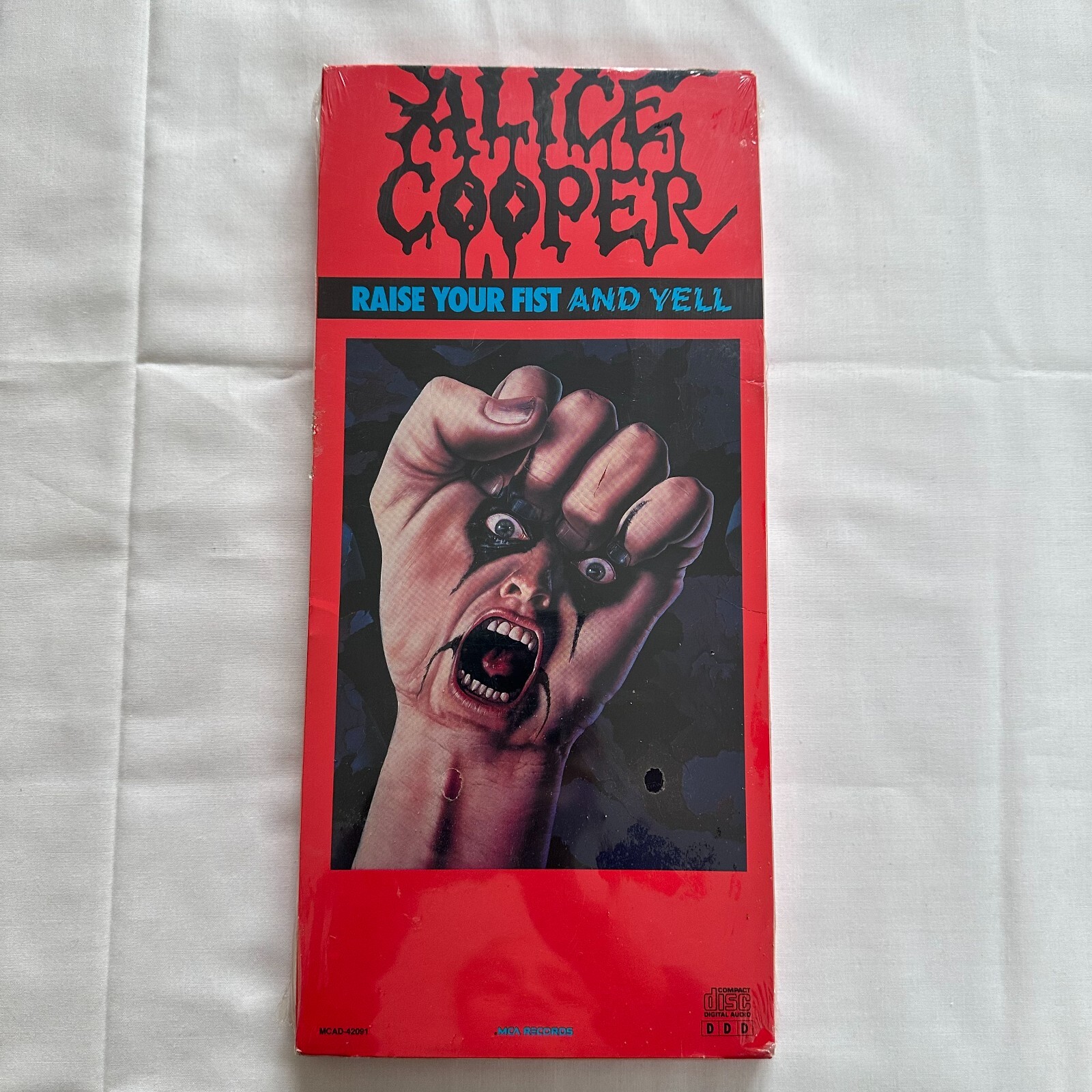 Original VINTAGE Long Box 1987 Alice Cooper Raise Your Fist And Yell CD - SEALED