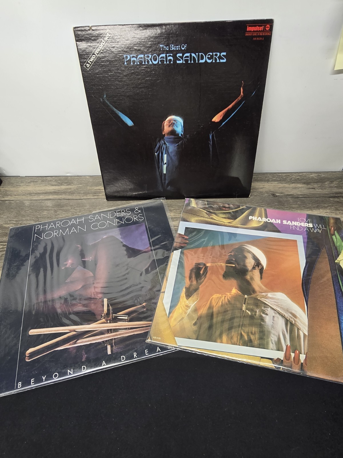 PHAROAH SANDERS 3 Vintage Vinyl, Love will find a way, beyond a dream, best of