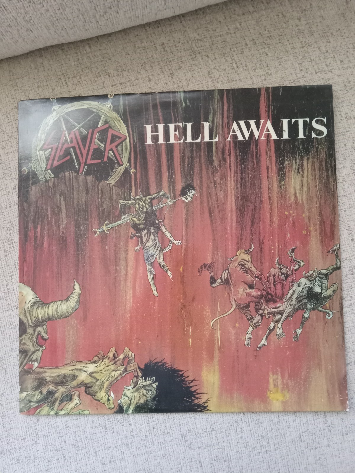 Slayer Hell Awaits Vinyl LP 1985 Original Metal Blade Combat COMPLETE EX/VG+