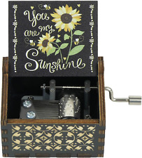 Music Box You Are My Sunshine, Hand Crank Colorful Vintage Sunflower Mini Wood R picture