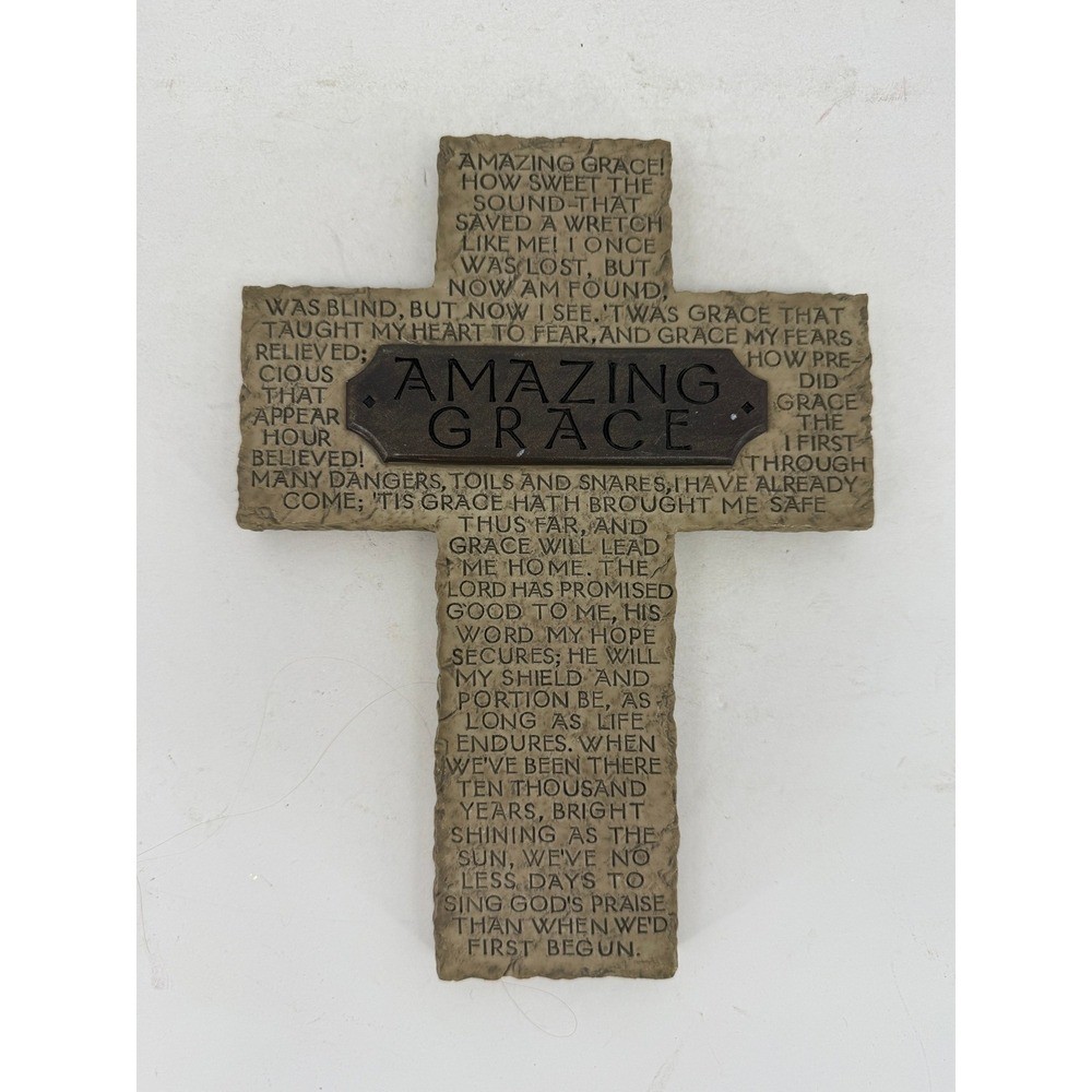 Amazing Grace Cross Zondervan Inspirio Wall Art Plaque Stone Lyrics 2003