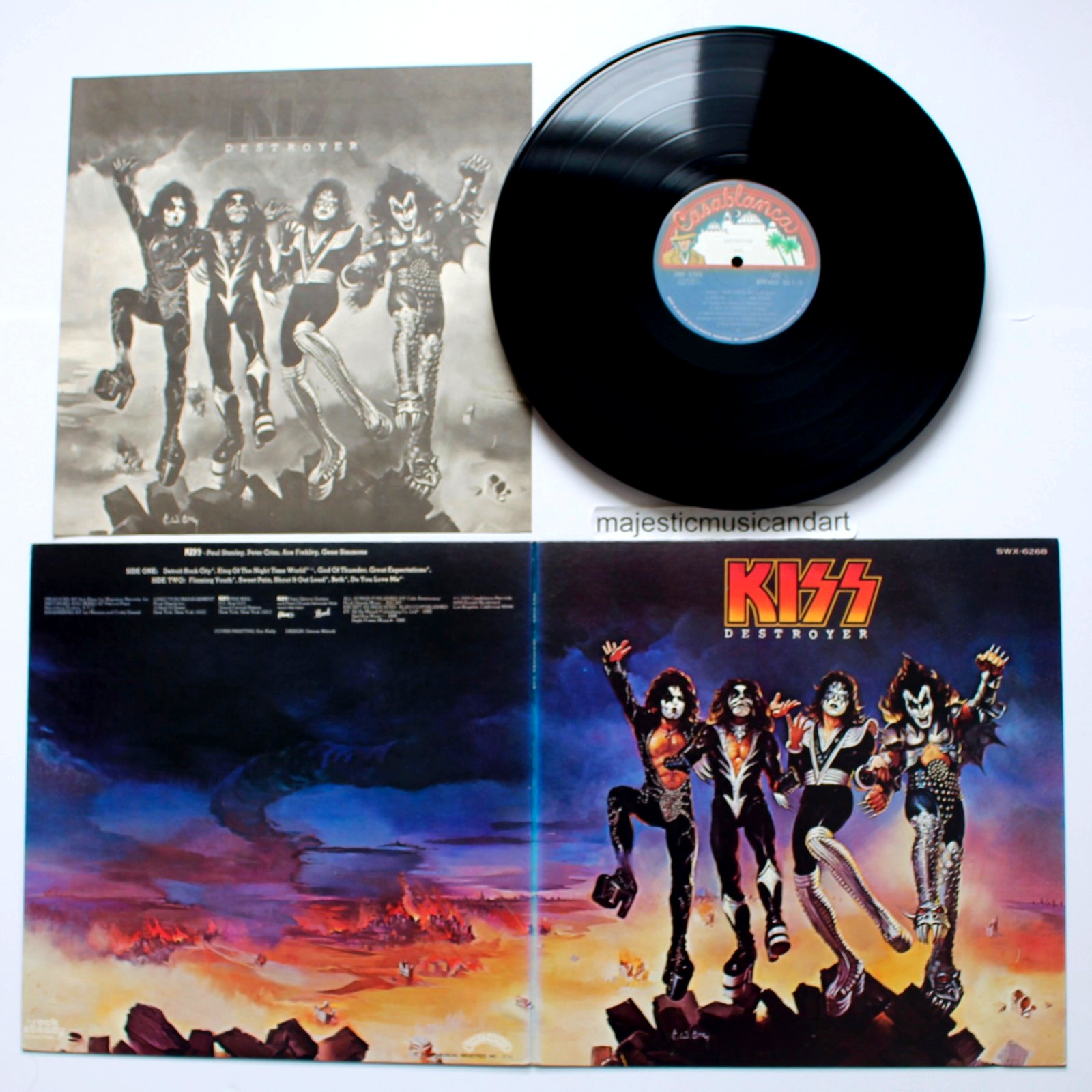 PRISITNE ORIGINAL 1976 KISS DESTROYER VINYL LP KISS ARMY COVER BOGART BETH NM