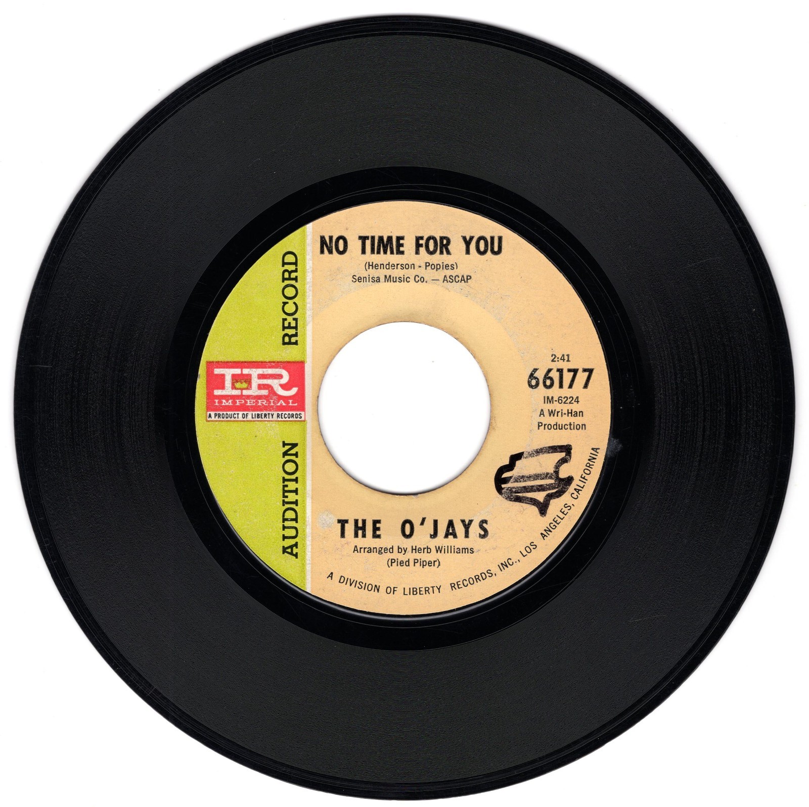 The O'JAYS - No Time For You / A Blowing Wind - 66177