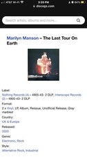 Marylin Manson The Last Tour On Earth 2X Grey Marbled Vinyl UNOFFICIAL  picture