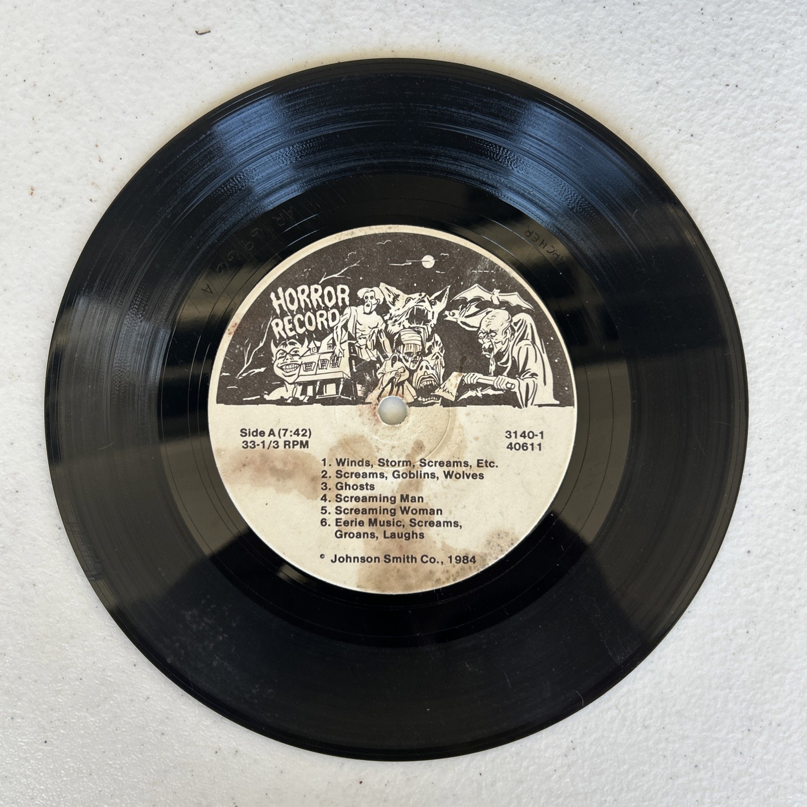 Rare Vintage HALLOWEEN HORROR RECORD - JOHNSON SMITH 1984 33rpm