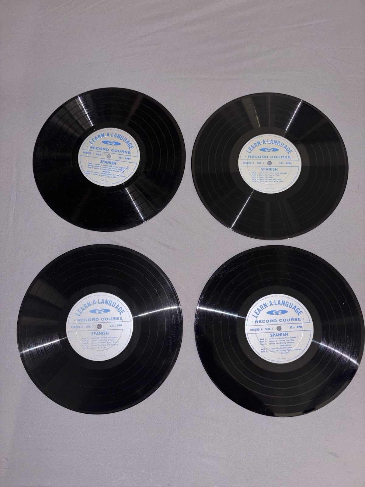 VINTAGE LEARN-A-LANGUAGE 4 Vinyl Record COURSE LP  Spanish 33 1/3 rpm 10