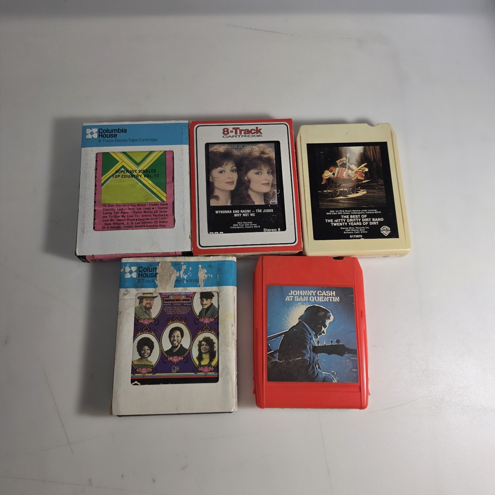 Vintage Country 8 Track Lot of 5 Johnny Cash The Judds Nitty Gritty Dirt Band