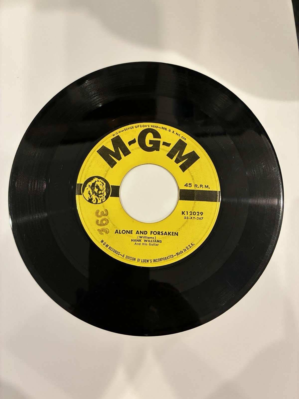 Vintage 1955 MGM Records 45 RPM Hank Williams Vinyl Single ..