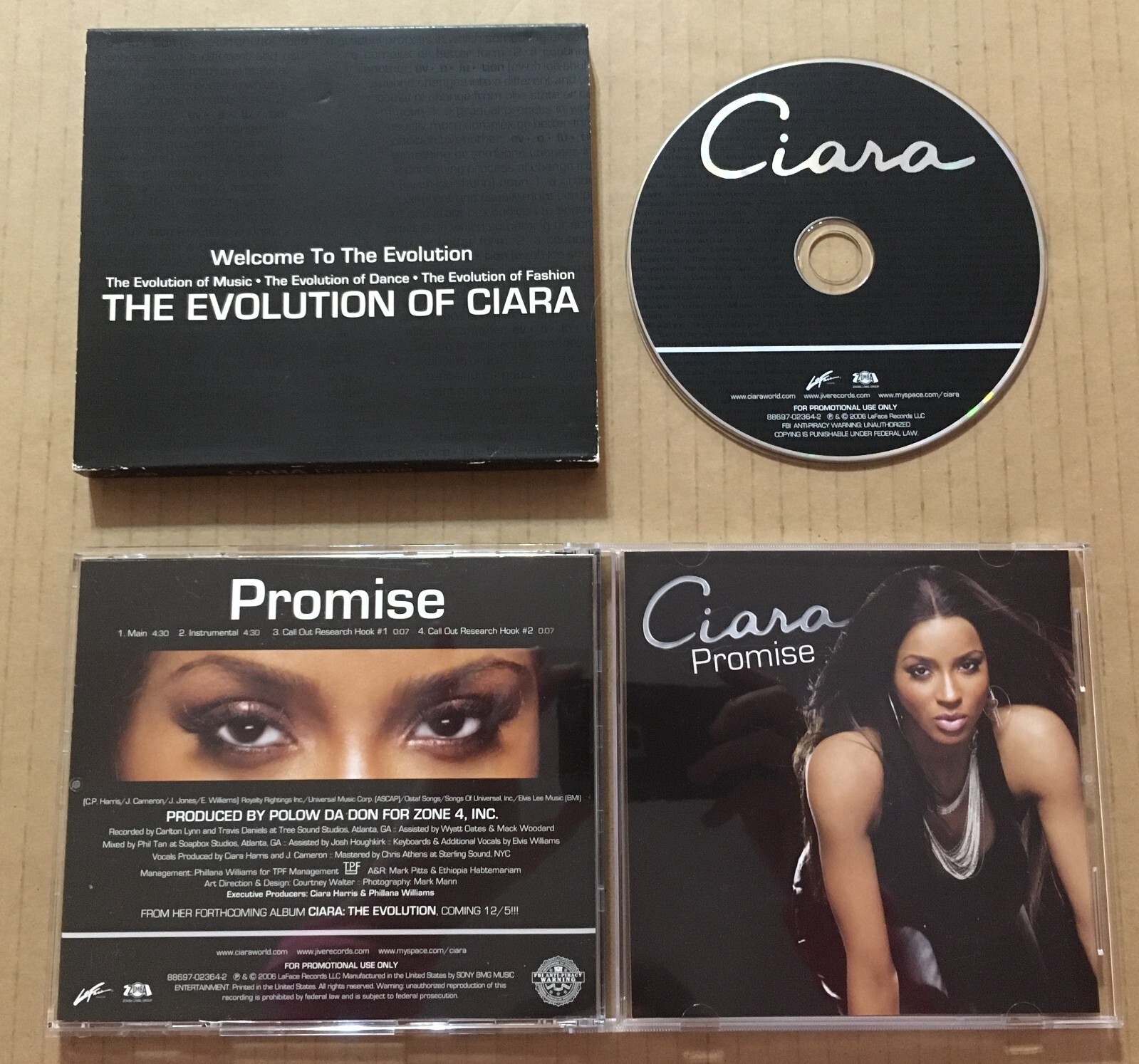 CIARA Promise w/ RARE SLIPCASE INSTRUMENTAL PROMO DJ CD Single w/ PRINTED LYRICS