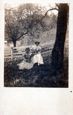 Women with Guitar & Banjo Outdoors AZO RPPC Postcard 3.5