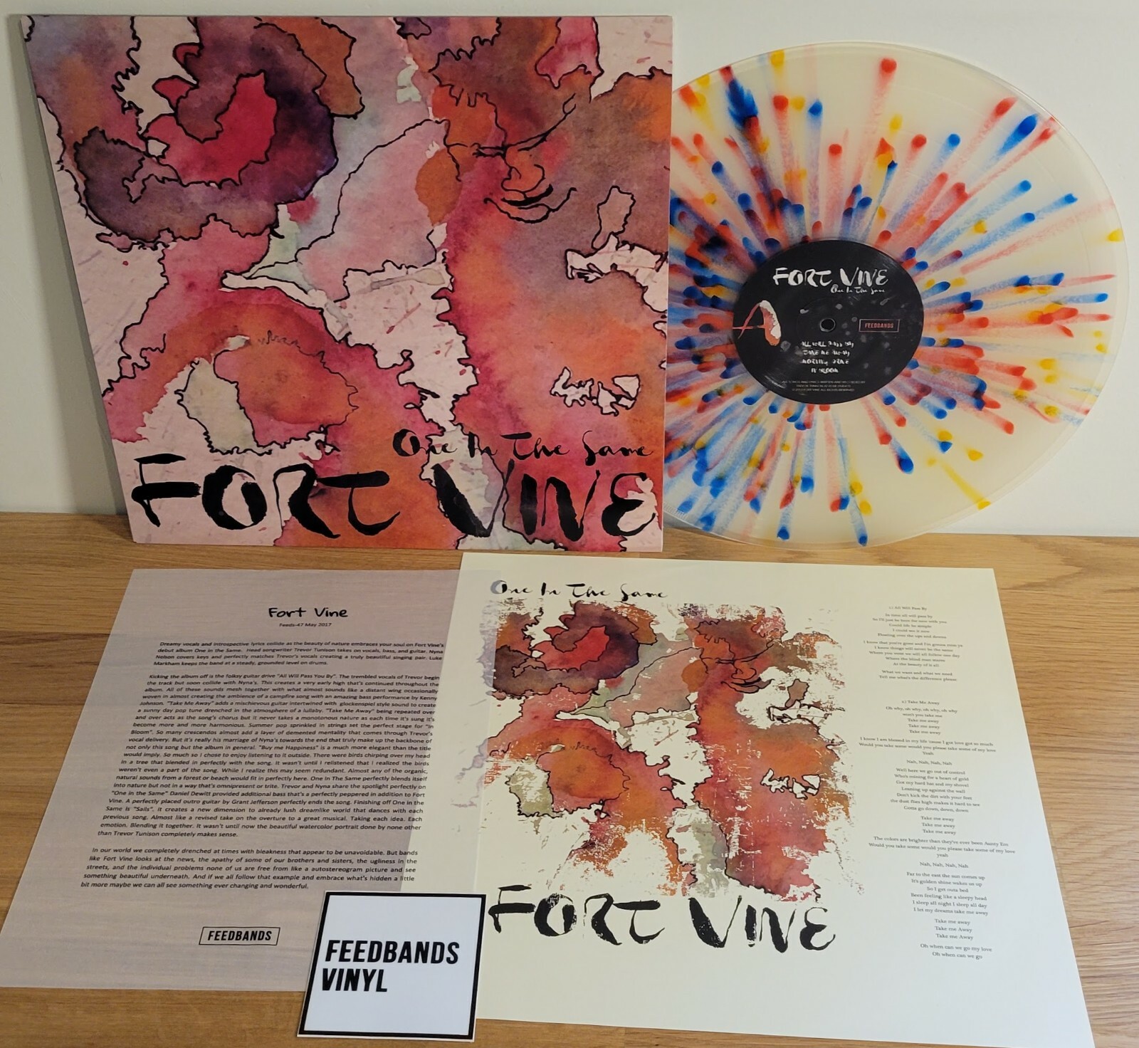 Fort Vine One in The Same 2013 Feedbands 700 Pressed splash Vinyl LP Insert Stic