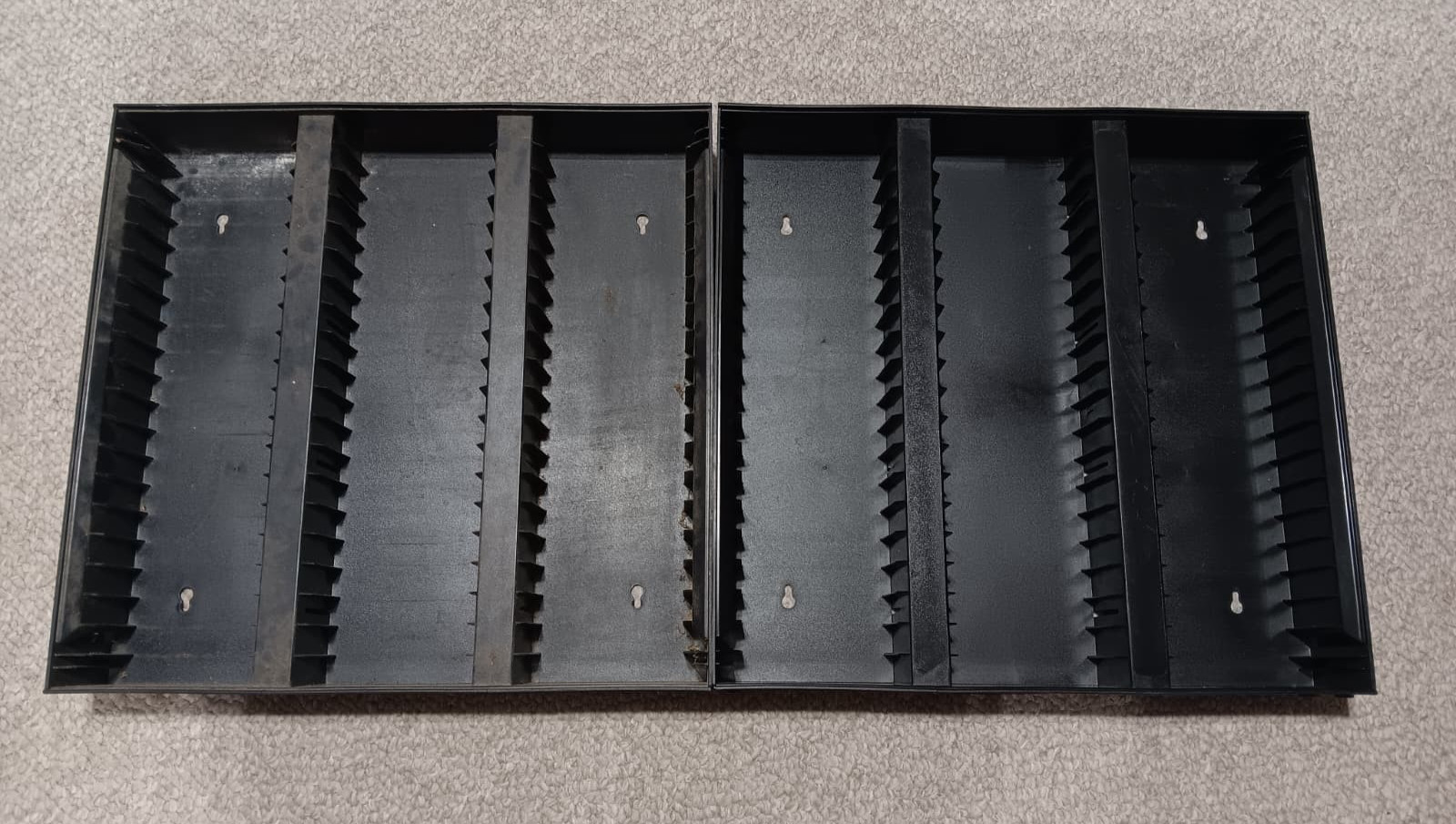 2 Vintage Alpha 60 Cassette Tape Storage Rack Wall Mount or Shelf Black Plastic