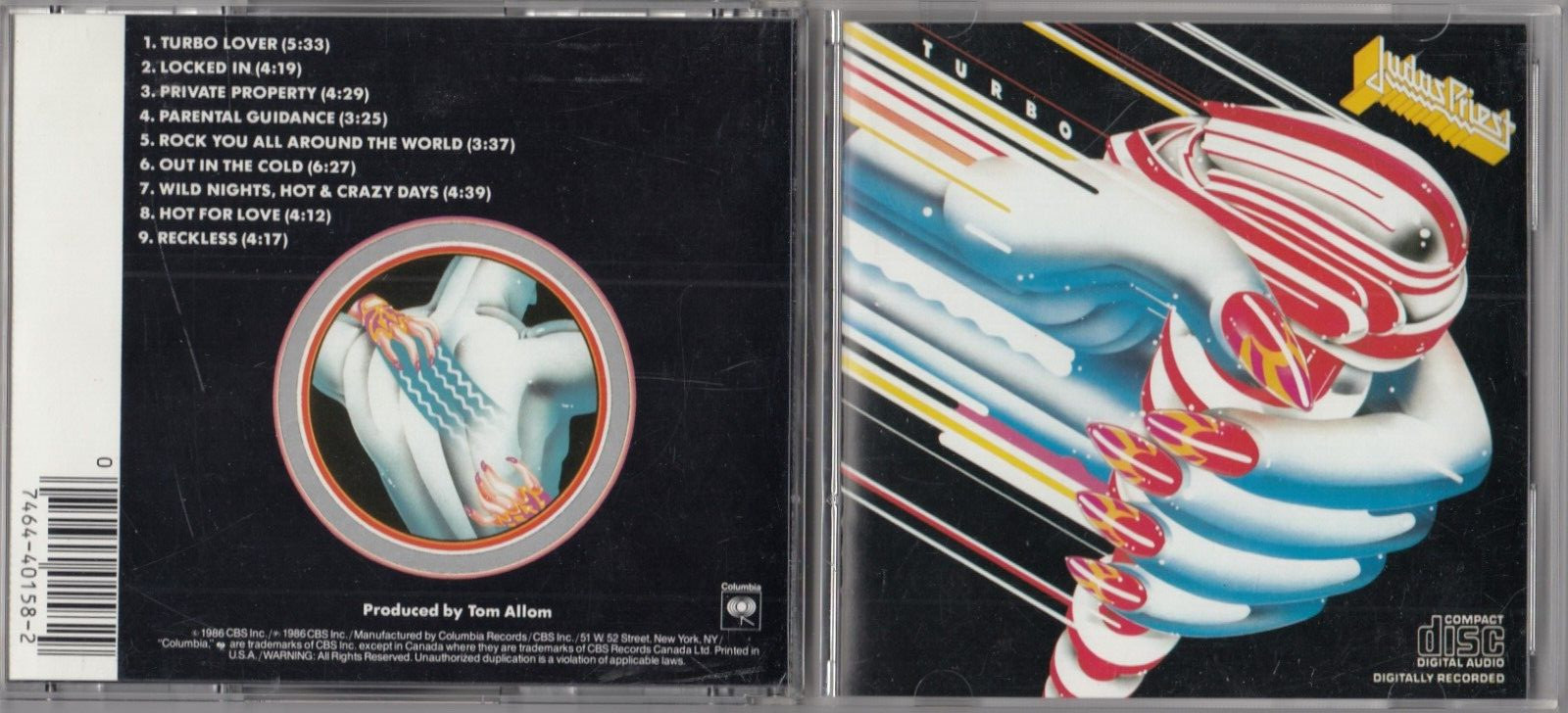 Judas Priest - Turbo (CD, May-1986, Columbia (USA)) EARLY DADC PRESS CK 40158