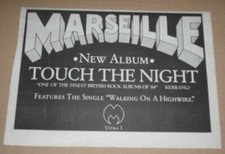 MARSEILLE - TOUCH THE NIGHT - 1984 - ORIGINAL MUSIC ADVERT 11 X 8 in WALL ART picture