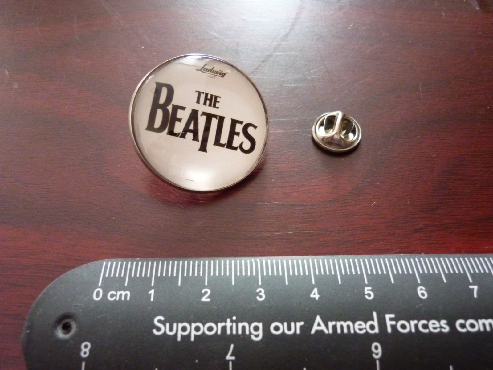 The Beatles Drum Head Large round pin ...Domed 2d