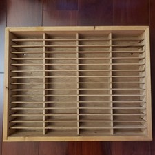 Vintage Wooden Cassette Tape Holder 64 Slot Media Storage Rack Case Retro Wall picture