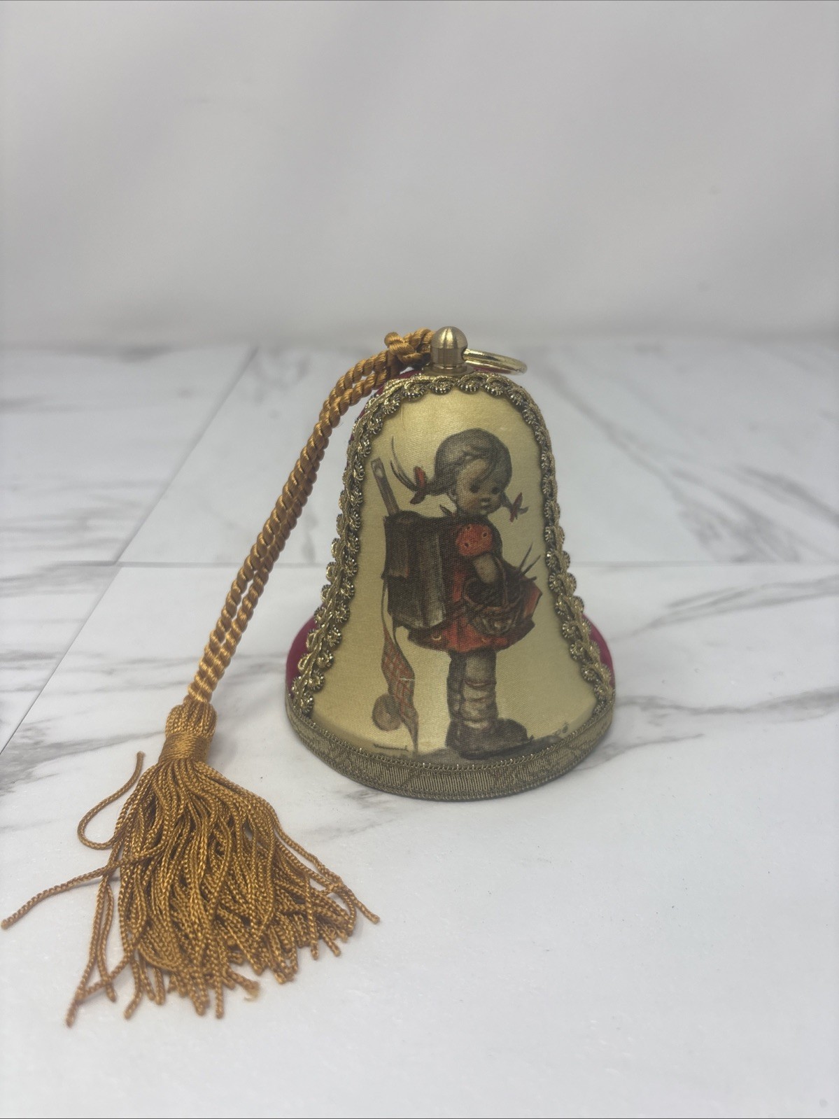 Vtg Reuge W Germany Collectors Musical Bell “School Days” Red Velvet
