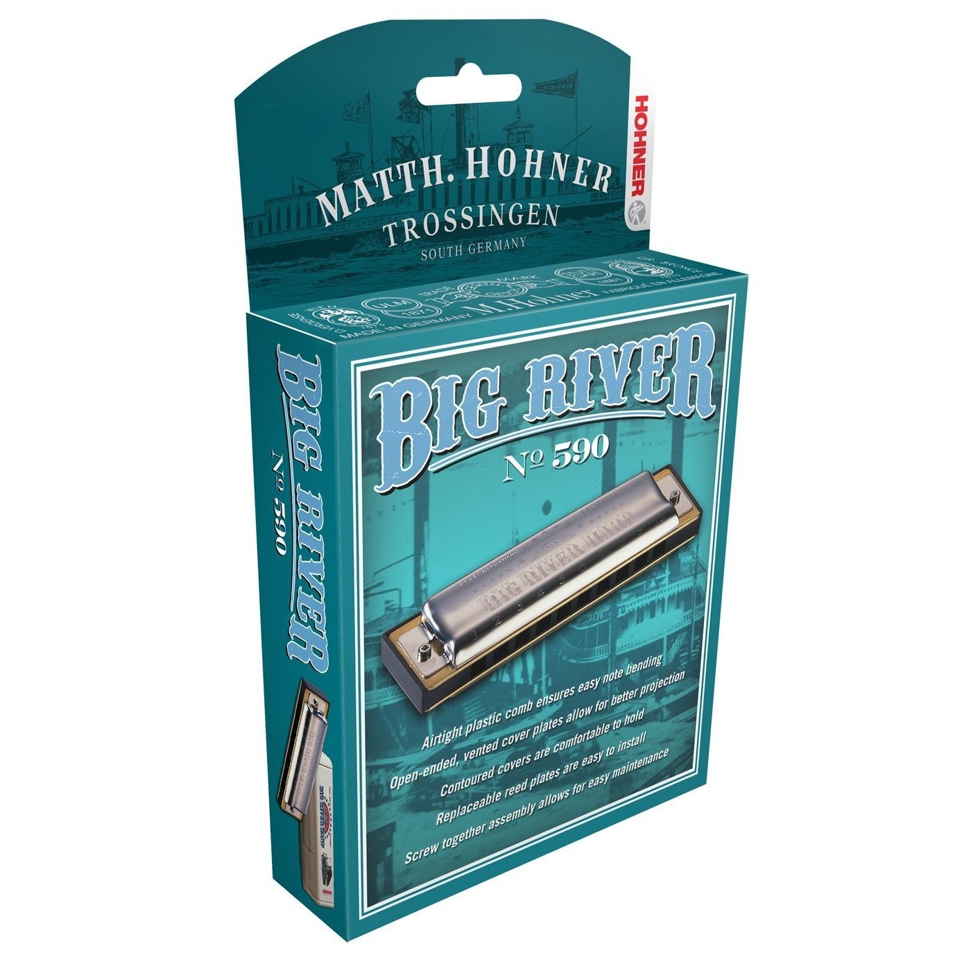Hohner 590BX Big River Harmonica, Key of F, Black