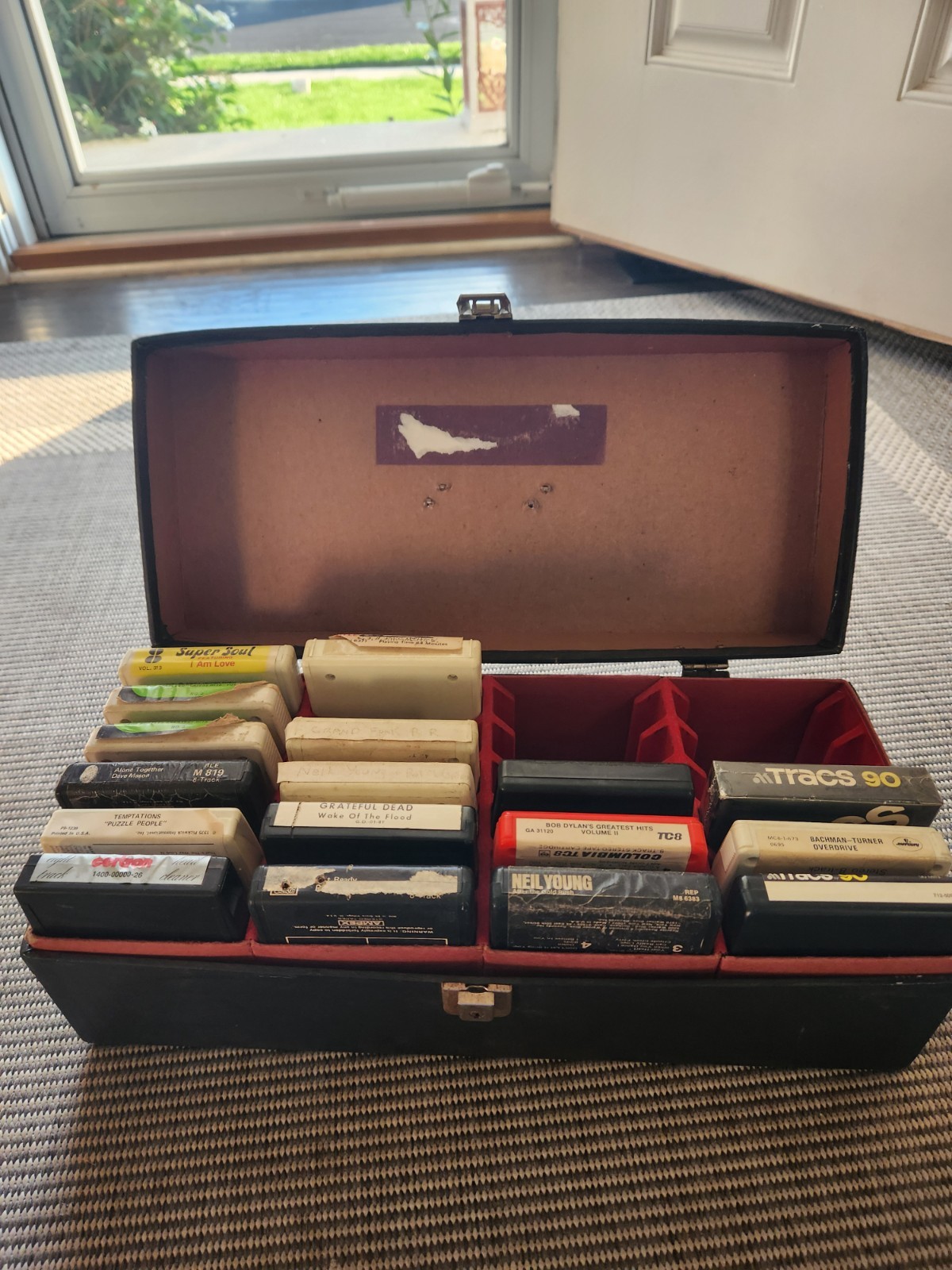 Vintage 8 Track Tape Lot Carrying Case Classic Rock Grateful Dead Neil Young...