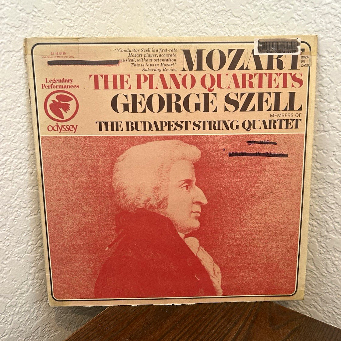 Mozart The Piano Quartets Odyssey Vinyl LP Legendary Performances 32 16 0139