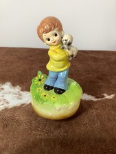 Vintage Music box plays music, Rare Stands 7.5” Tall picture