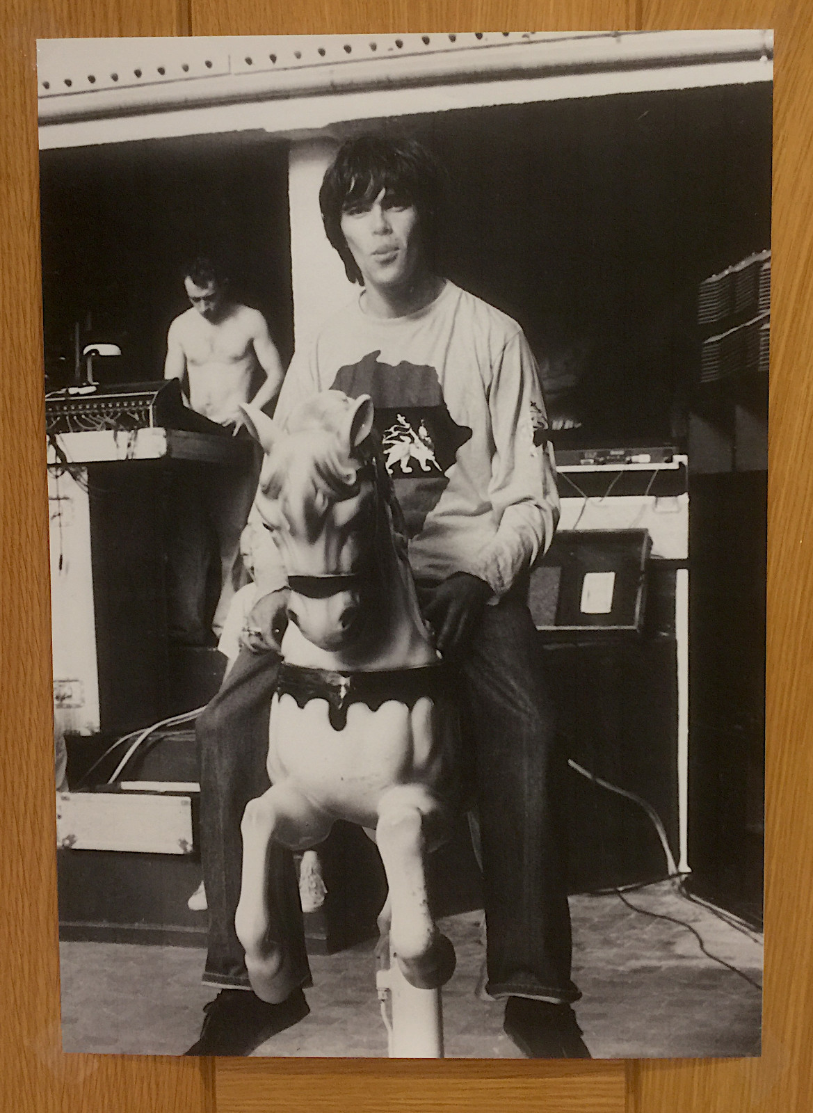 Large vintage Stone Roses 1989 poster Ian Brown on rocking horse iconic 58x42cm