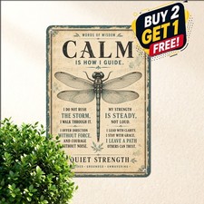 Dragonfly Inspirational Song Lyrics Tin Sign Vintage Botanical Wall Metal Art picture