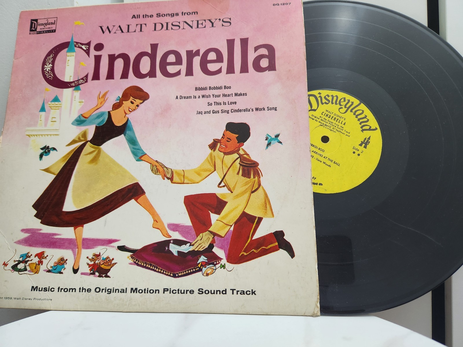 1963 Walt Disney\'s Cinderella Original Soundtrack LP Record DQ-1207 Disneyland