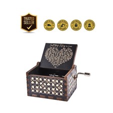 Portable Hand-Crank Music Box with Vintage Engraving - Perfect Gift for Lovers picture