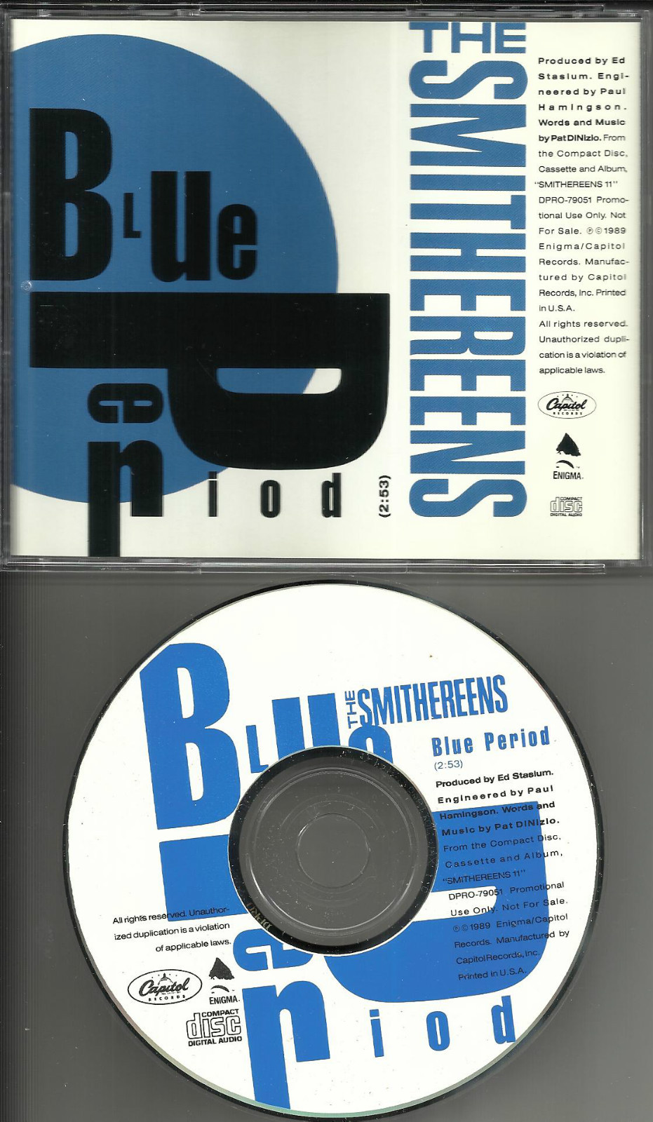 Pat Dinizio THE SMITHEREENS Blue Period 1989 USA PROMO DJ CD single DPRO79051