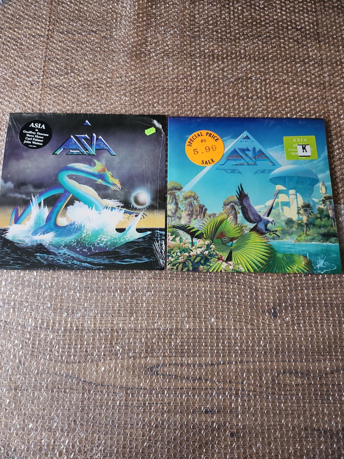 Asia pair of 1982-1983 LP's in shrink w/ Hype Stickers ex condition USA