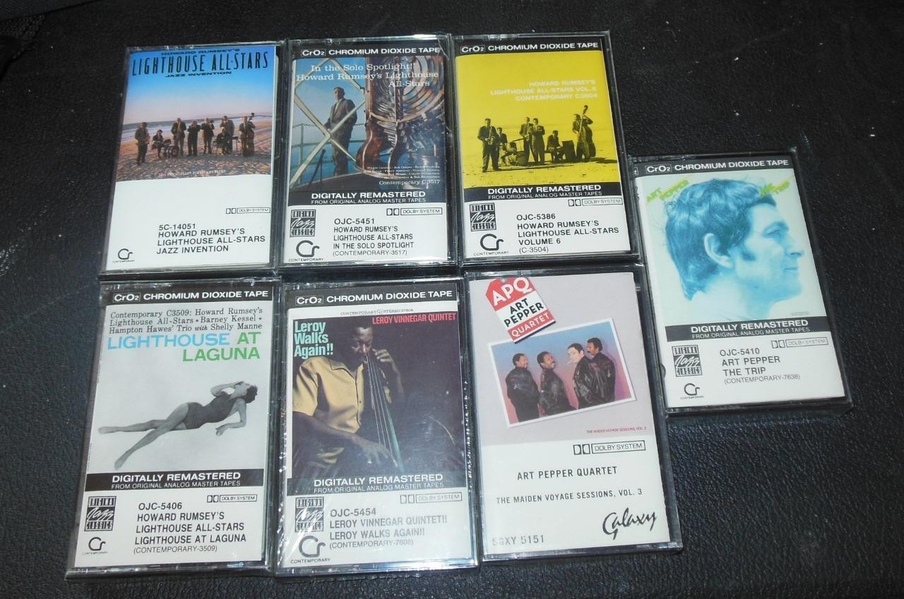 Lot of 7 OJC Contemporary Jazz Cassette Tapes - Art Pepper Howard Rumsley SEALED